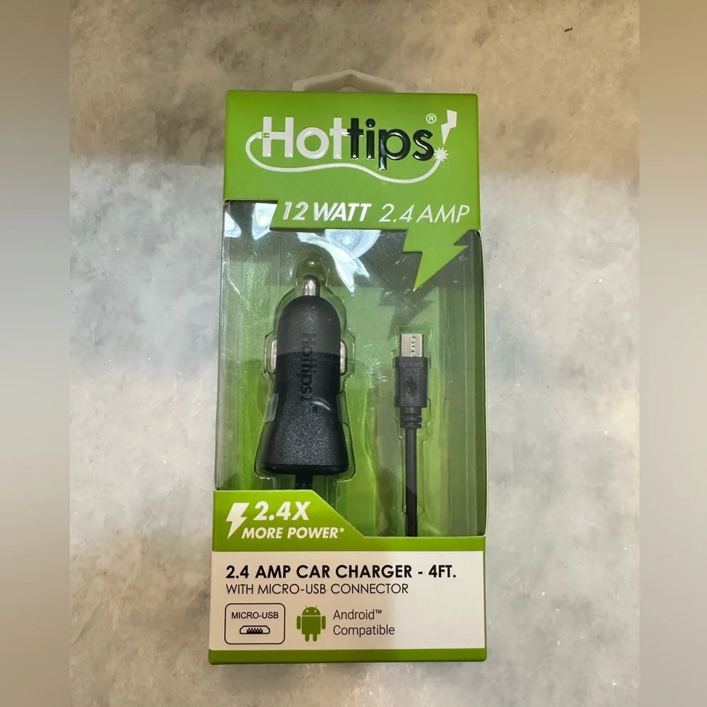 Hottips! Charge & Sync Cable, Micro-USB Connector, 4 Feet - NIB